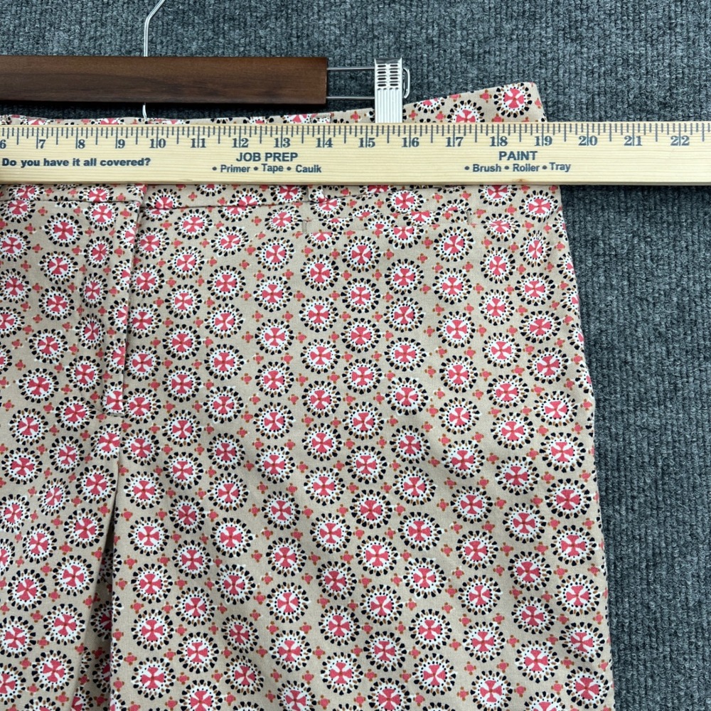 LOFT Riviera Pant Julie Women 14 Tan Pink Geometric Medallion Crop Office Casual - Picture 3 of 8